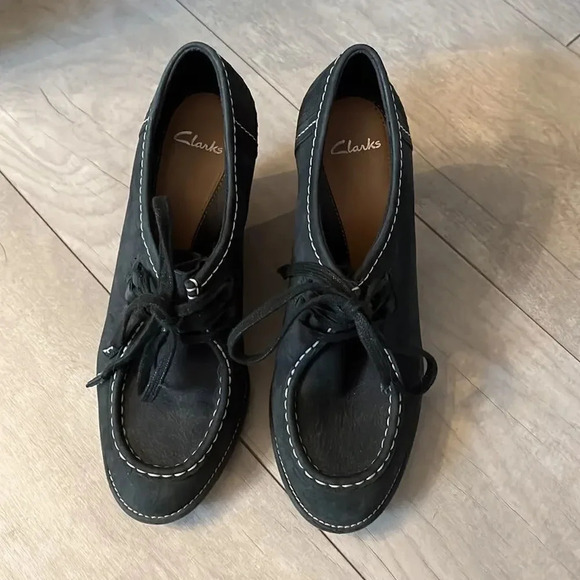 CLARKS Suede Wedge Loafers, Size 8 - Picture 3 of 5